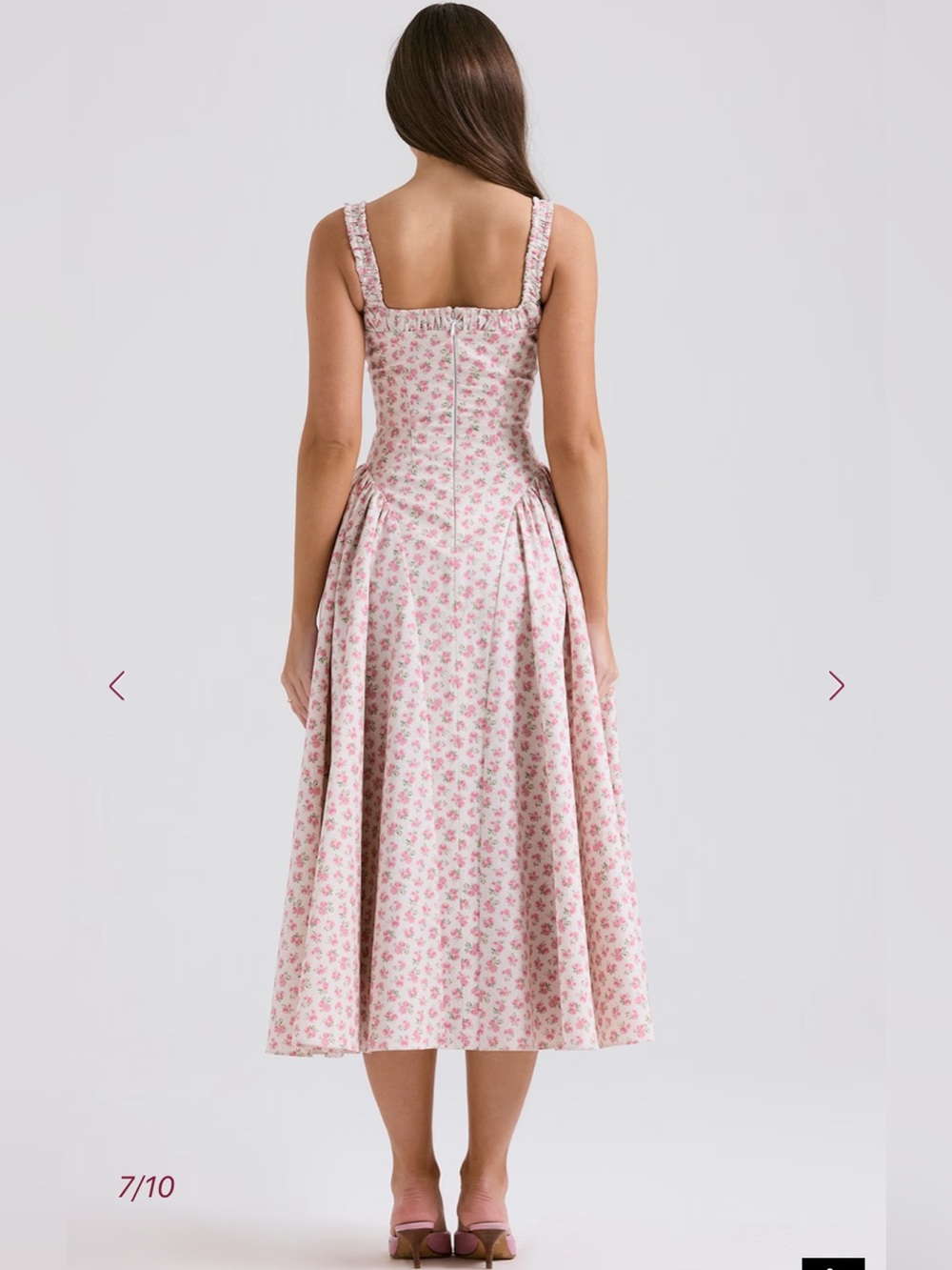 NWT HOUSE OF CB DOROTHY - White Rosebud Print Cotton Midi Sundress Size XS - Picture 6 of 13